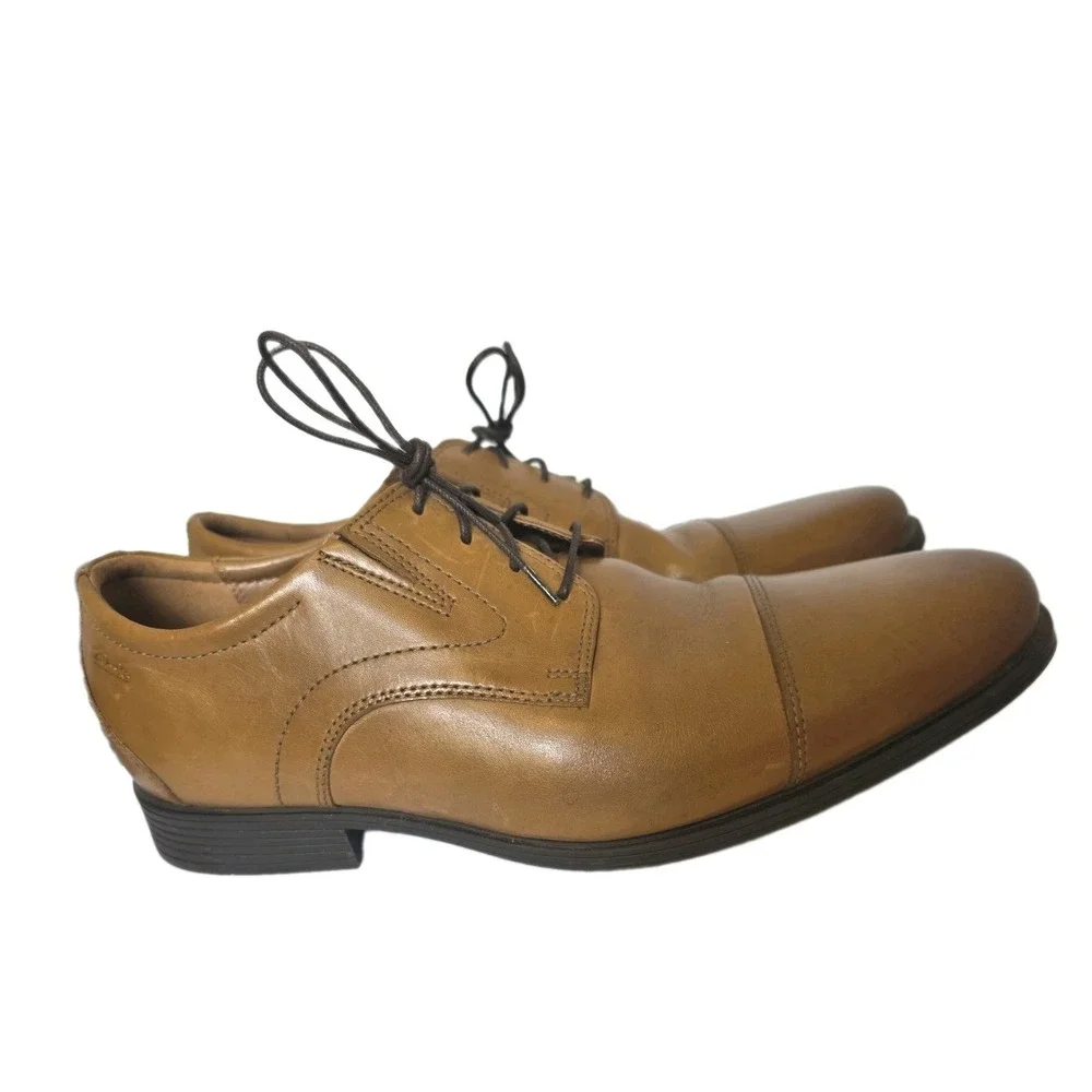 Clarks Mens Tan/Light Brown Tilden Cap Shoes US 13W